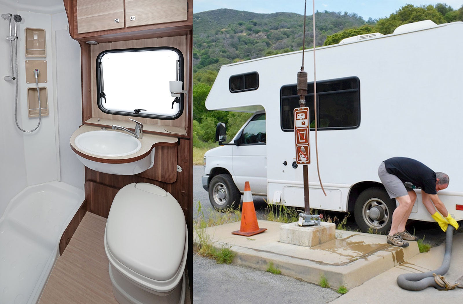 Portable RV/camper toilet and holding tank setup in East Liverpool, Ohio