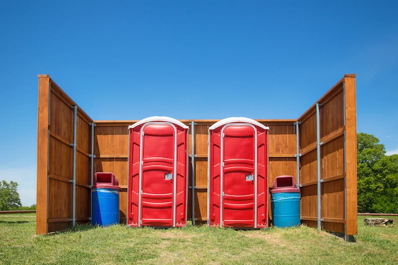 Short-term porta potty units staged for delivery in East Liverpool, Ohio